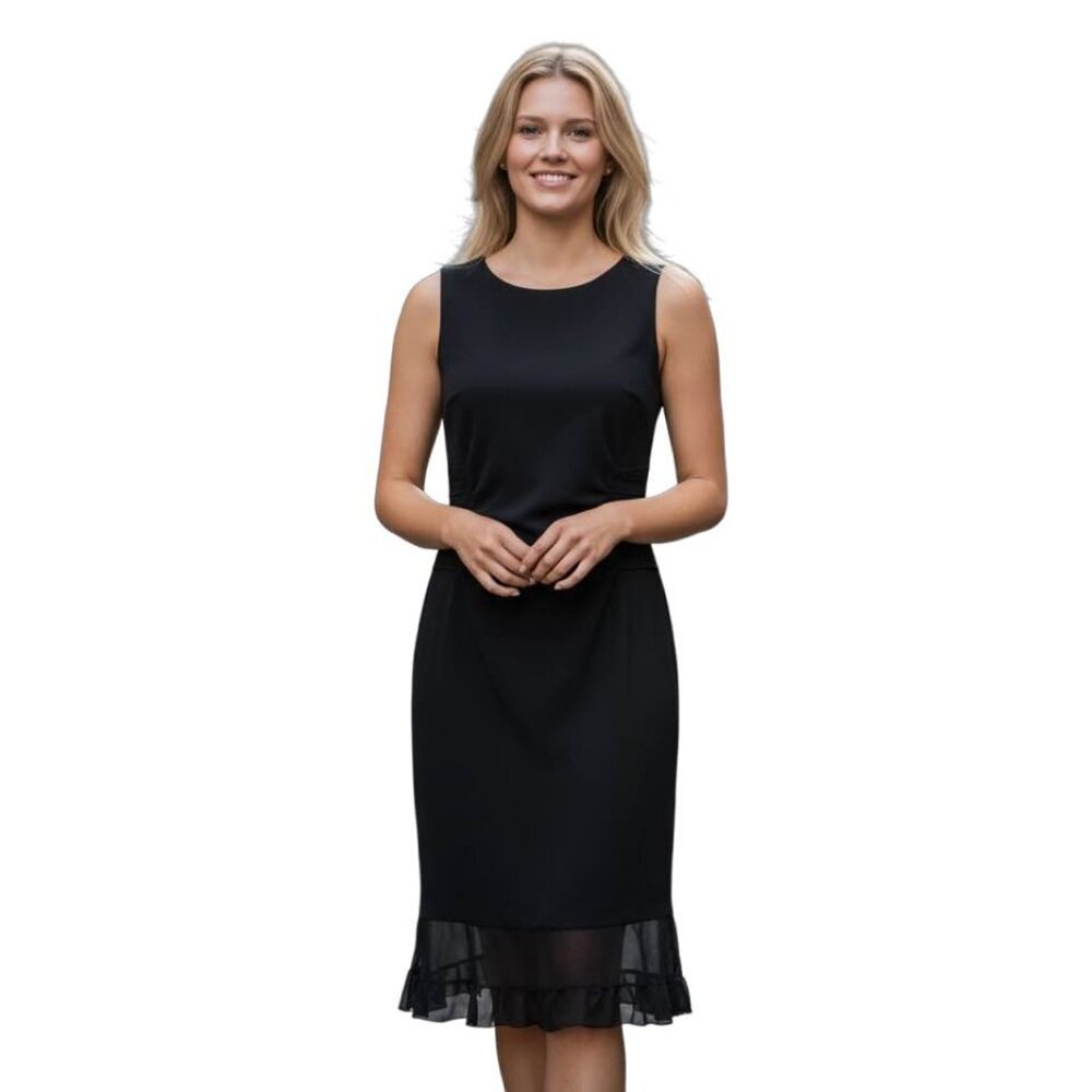 Kenneth Cole‎ Black Dress Sheath Sleeveless Ruffle Hem Party Cocktail Size Small